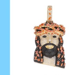 Colored Crowned Jesus Pendant