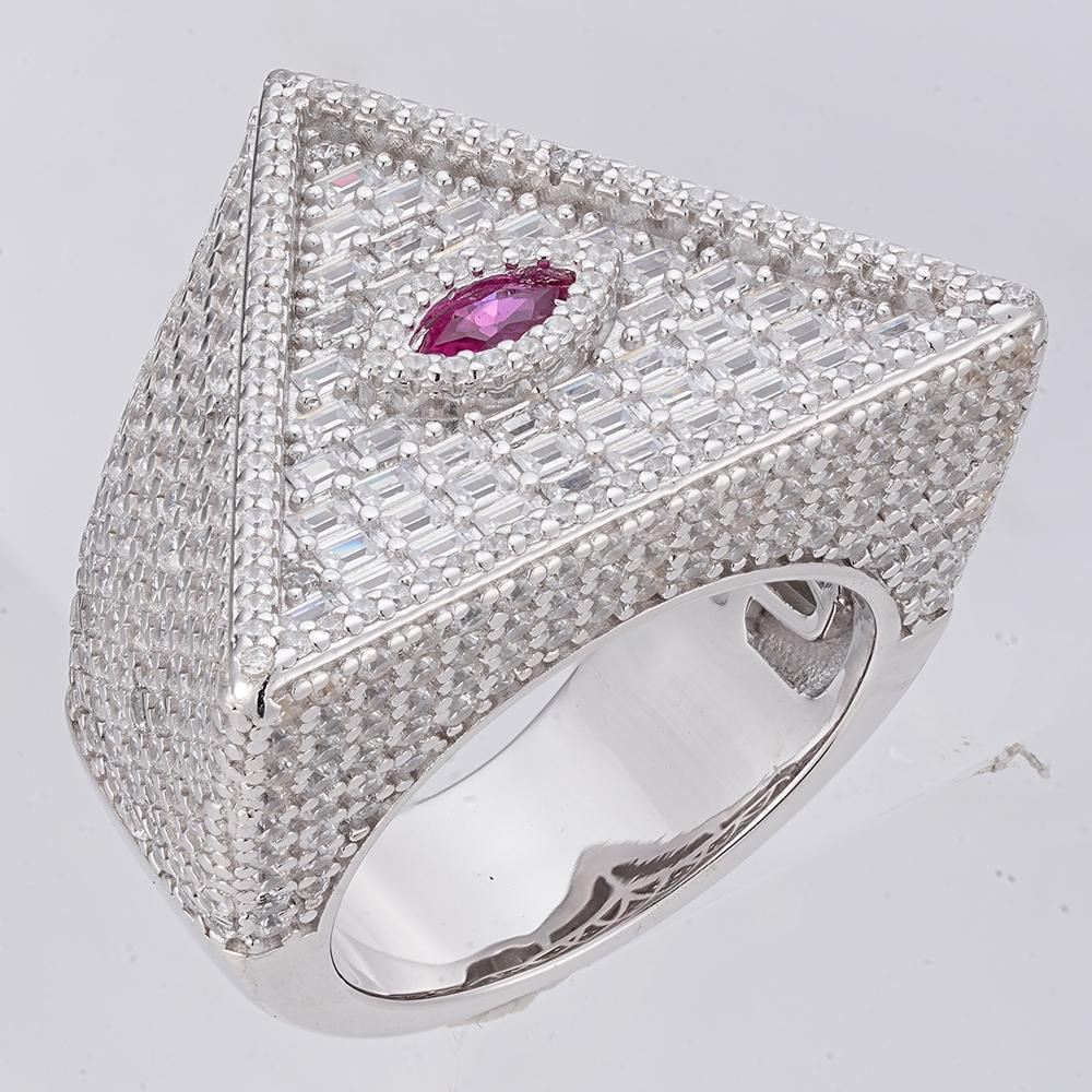 Iced Triangle Signet Ring